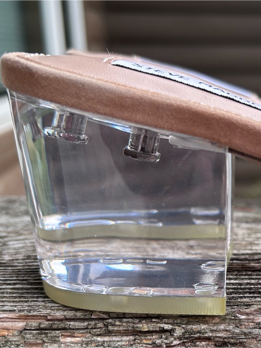 Steve Madden Clear Lucite Block Heel Strappy Sandals Nude 8.5 Y2K event neutral - Picture 11 of 14